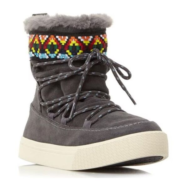 TOMS Alpine Lace Up Suede Boots,Woven Southwest Band, Sz 8M - Picture 1 of 12